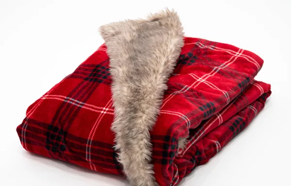 Red Striped Faux Fur Blanket