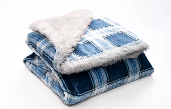 Blue Striped Faux Fur Blanket