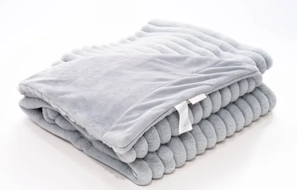 Gray drawstring flannel blanket