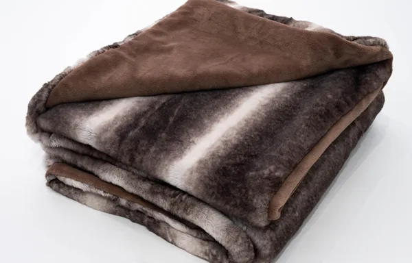 Brown striped faux fur blanket