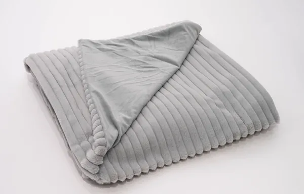 Gray drawstring flannel blanket