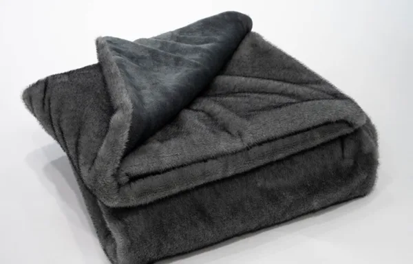 Grey faux fur blanket